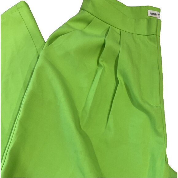 Main Strip Ultra Flare Pants Womens M Wide Leg Neon Green Disco Groovy Rave Club - Picture 2 of 8